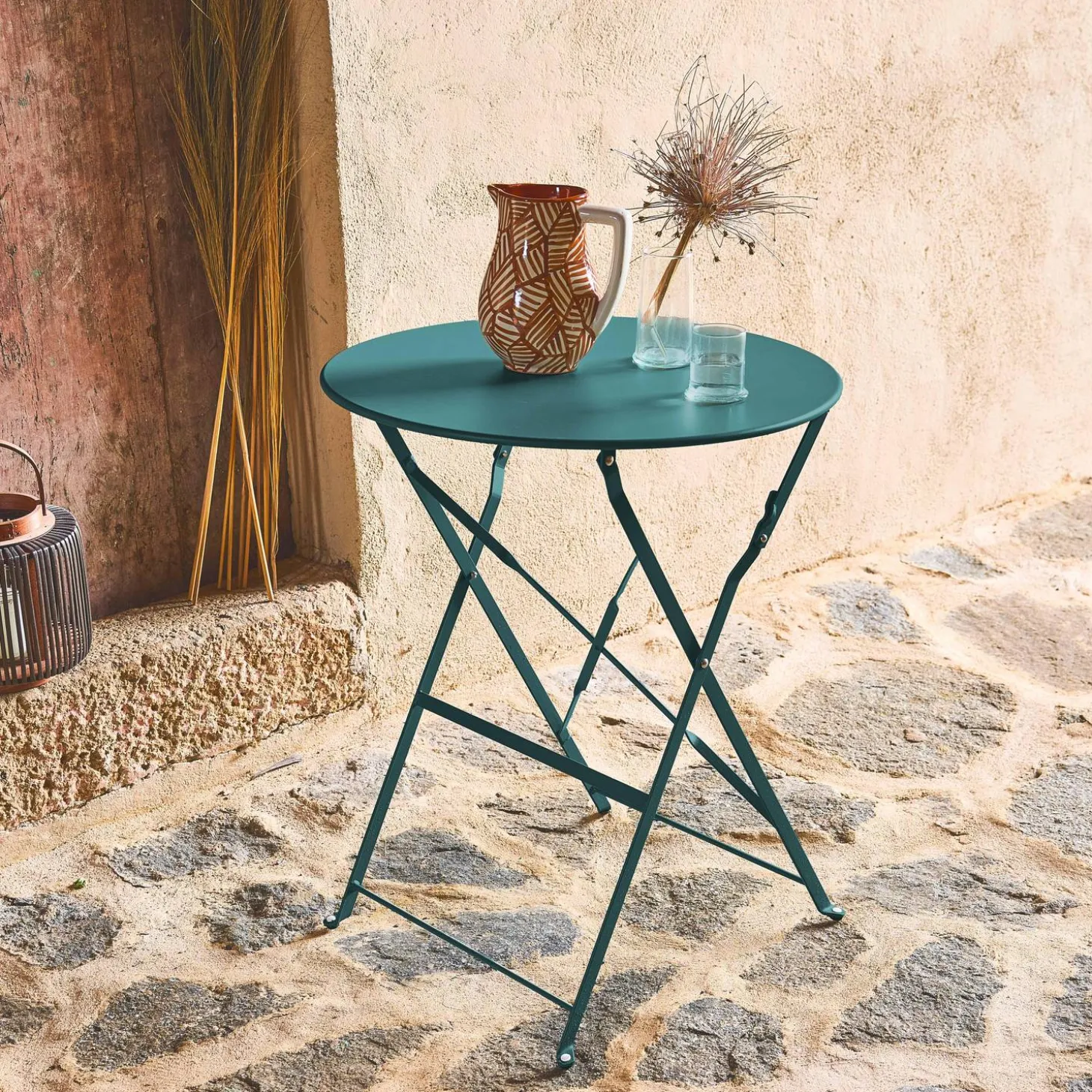 Klappbarer Bistro-Gartentisch aus Stahl Ø 60 cm, 2 Personen
