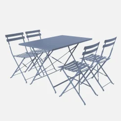 Klappbarer Bistro-Gartentisch aus Stahl mit 4 Stühlen