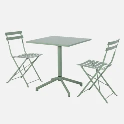 Klappbarer Bistro-Gartentisch aus Stahl + 2 Stühle