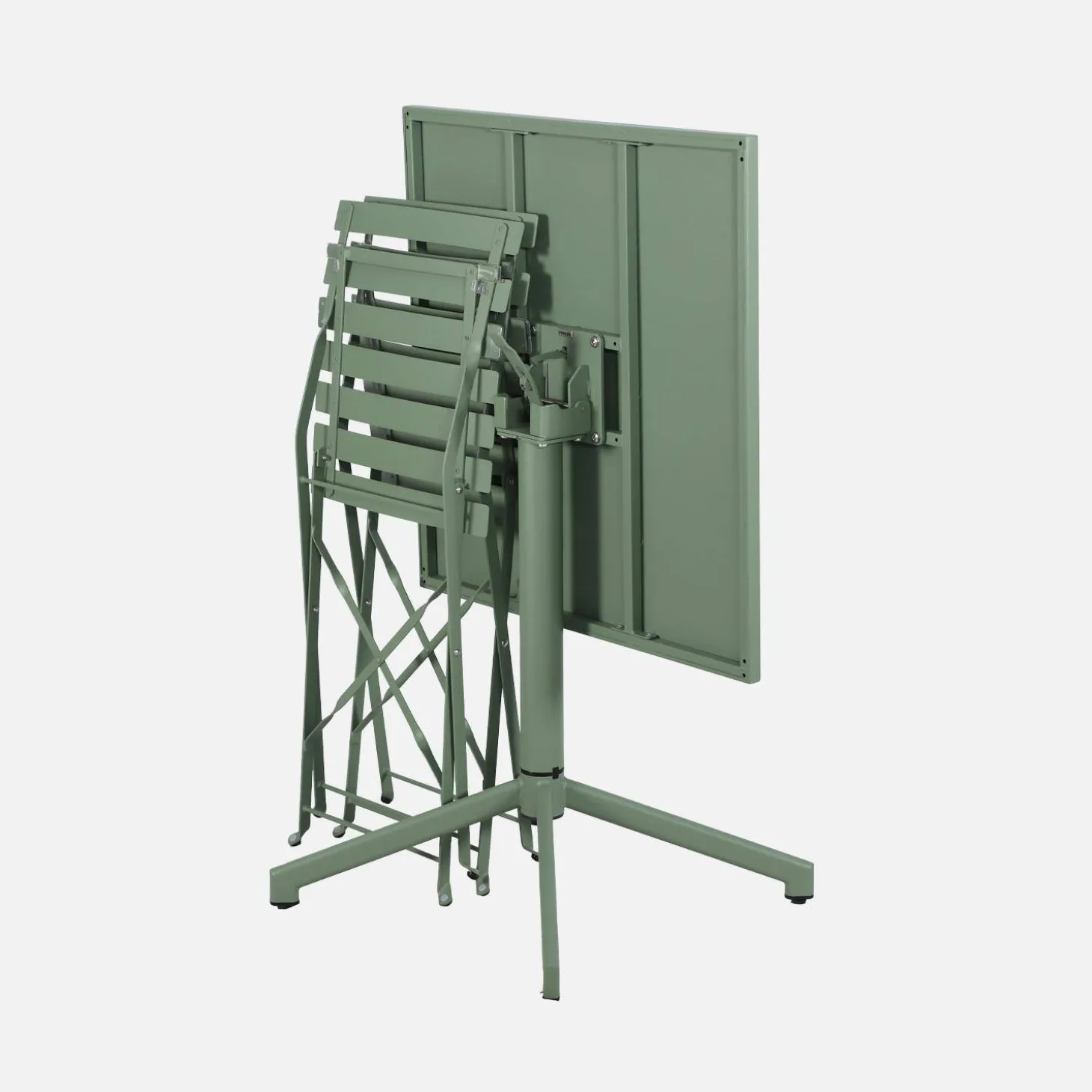 Klappbarer Bistro-Gartentisch aus Stahl + 2 Stühle