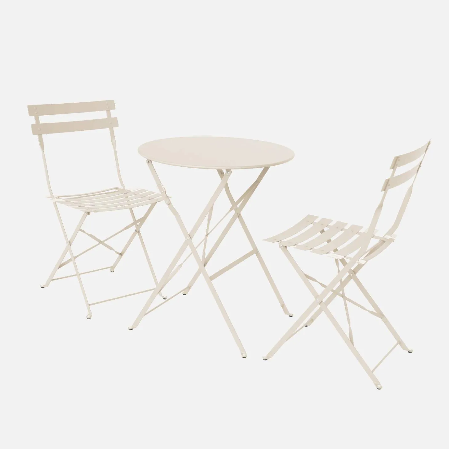 Klappbarer Bistro-Gartentisch aus Stahl + 2 Stühlen