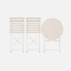 Klappbarer Bistro-Gartentisch aus Stahl + 2 Stühlen