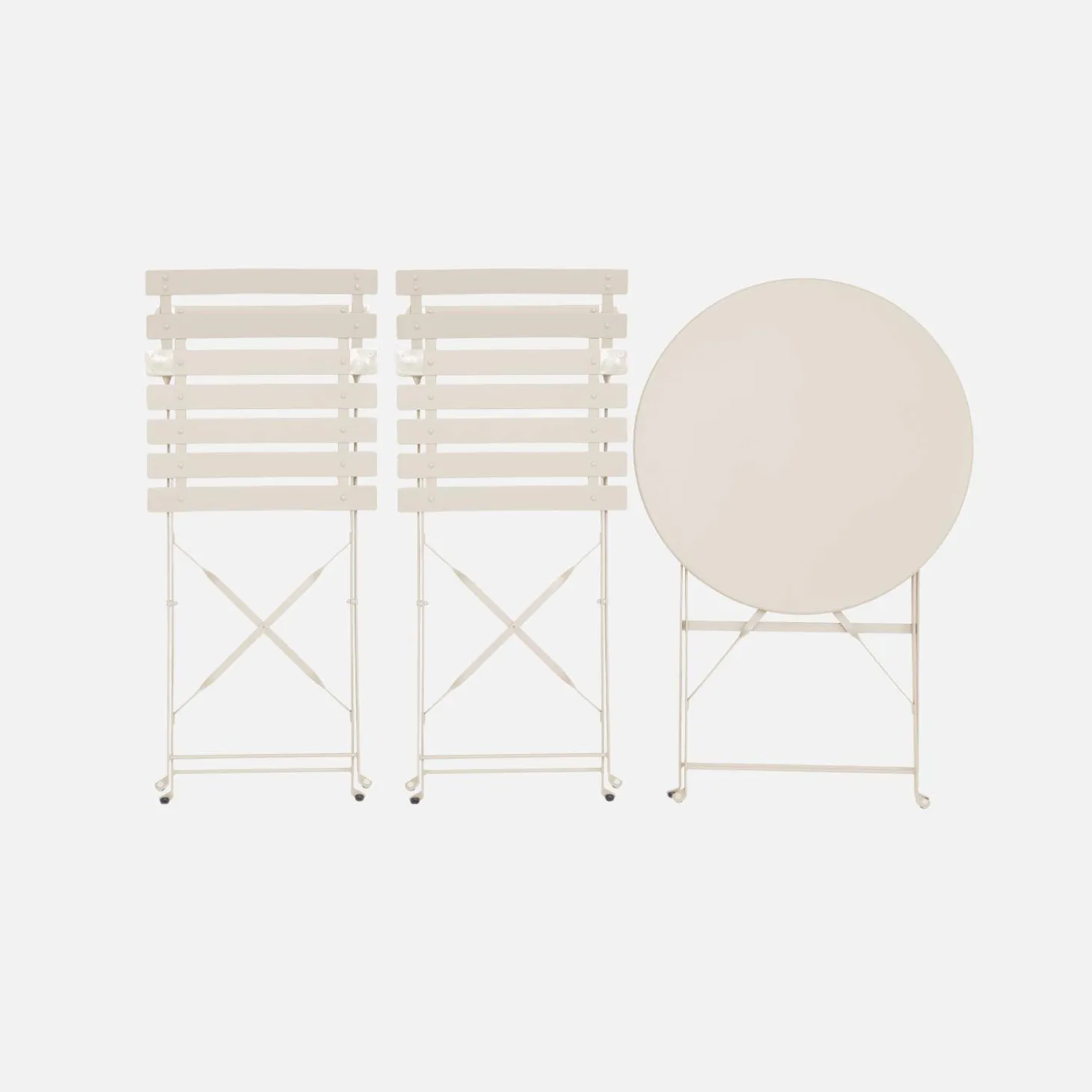 Klappbarer Bistro-Gartentisch aus Stahl + 2 Stühlen