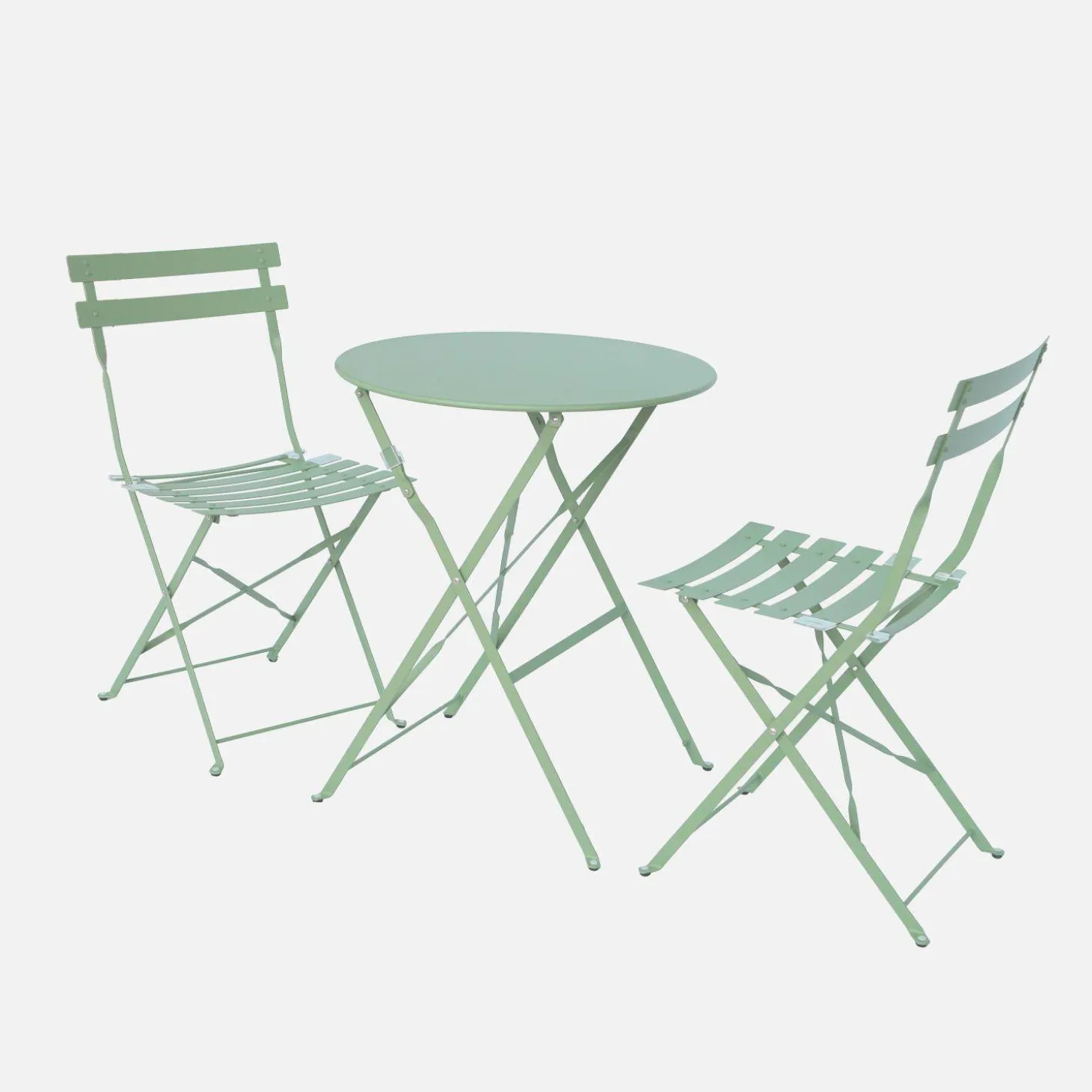 Klappbarer Bistro-Gartentisch aus Stahl + 2 Stühlen