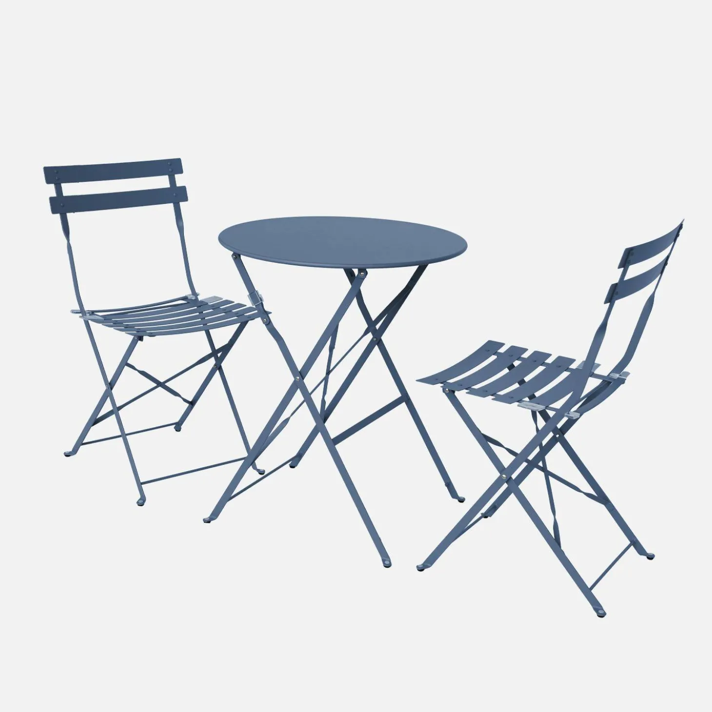 Klappbarer Bistro-Gartentisch aus Stahl + 2 Stühlen