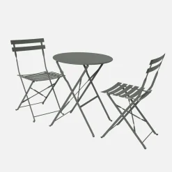 Klappbarer Bistro-Gartentisch aus Stahl + 2 Stühlen