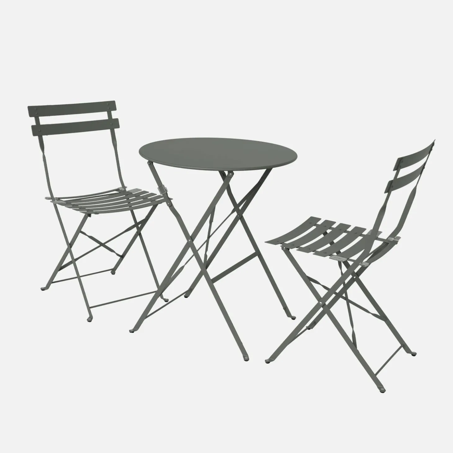 Klappbarer Bistro-Gartentisch aus Stahl + 2 Stühlen