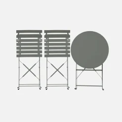 Klappbarer Bistro-Gartentisch aus Stahl + 2 Stühlen