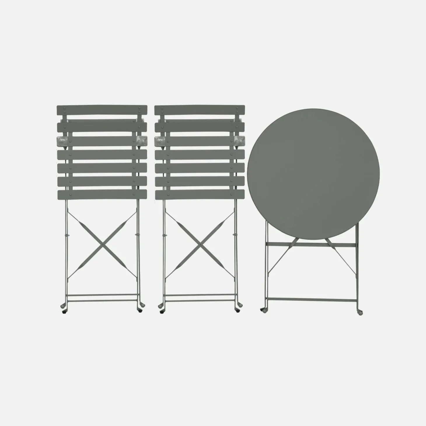 Klappbarer Bistro-Gartentisch aus Stahl + 2 Stühlen