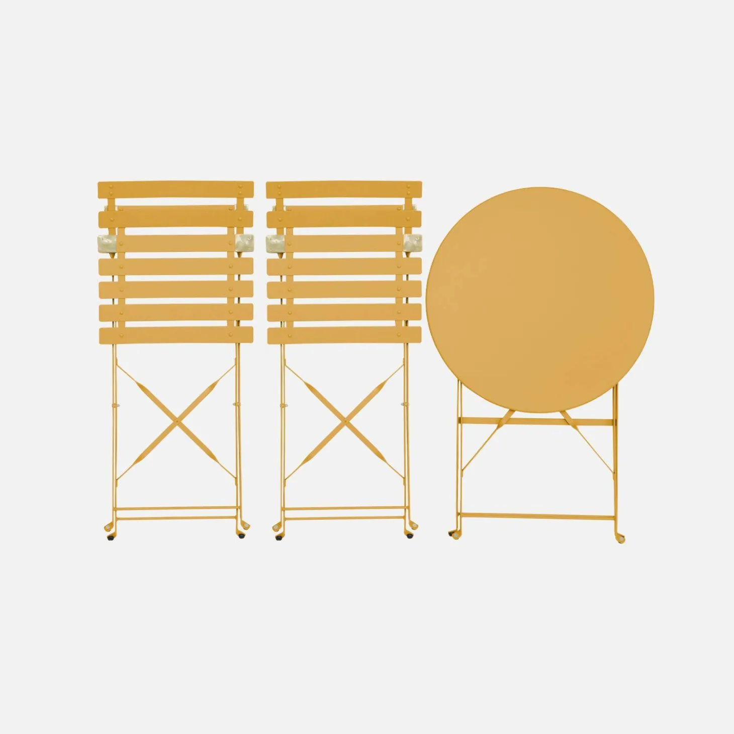 Klappbarer Bistro-Gartentisch aus Stahl + 2 Stühlen