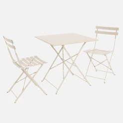 Klappbarer Bistro-Gartentisch aus Stahl 70 x 70 cm, mit 2 Stühlen