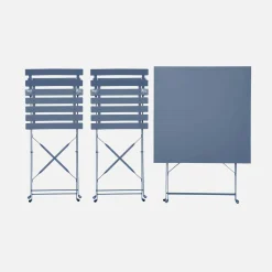 Klappbarer Bistro-Gartentisch aus Stahl 70 x 70 cm, mit 2 Stühlen