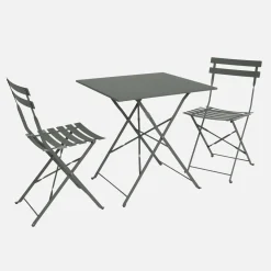 Klappbarer Bistro-Gartentisch aus Stahl 70 x 70 cm, mit 2 Stühlen