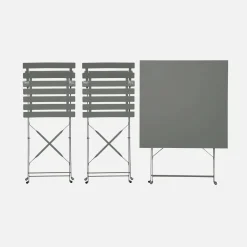 Klappbarer Bistro-Gartentisch aus Stahl 70 x 70 cm, mit 2 Stühlen