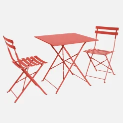 Klappbarer Bistro-Gartentisch aus Stahl 70 x 70 cm, mit 2 Stühlen