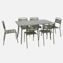 Klappbarer Gartentisch aus Stahl mit 6 Stühlen