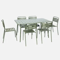 Klappbarer Gartentisch aus Stahl mit 6 Stühlen