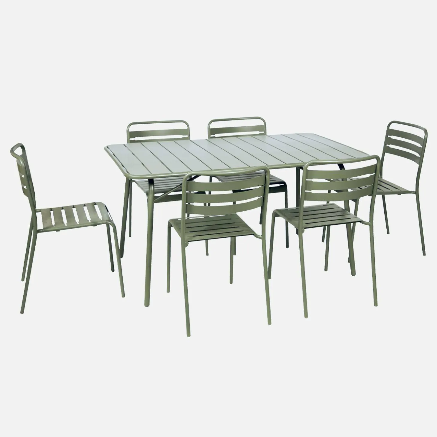 Klappbarer Gartentisch aus Stahl mit 6 Stühlen