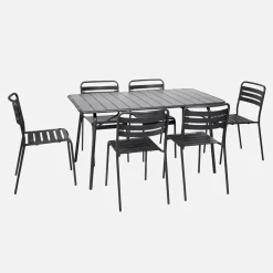 Klappbarer Gartentisch aus Stahl mit 6 Stühlen