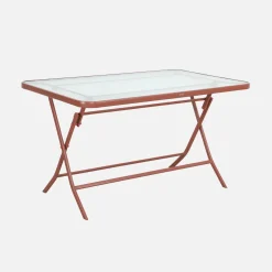 Klappbarer Gartentisch aus Stahl + 4 Stühle