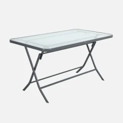 Klappbarer Gartentisch aus Stahl + 4 Stühle