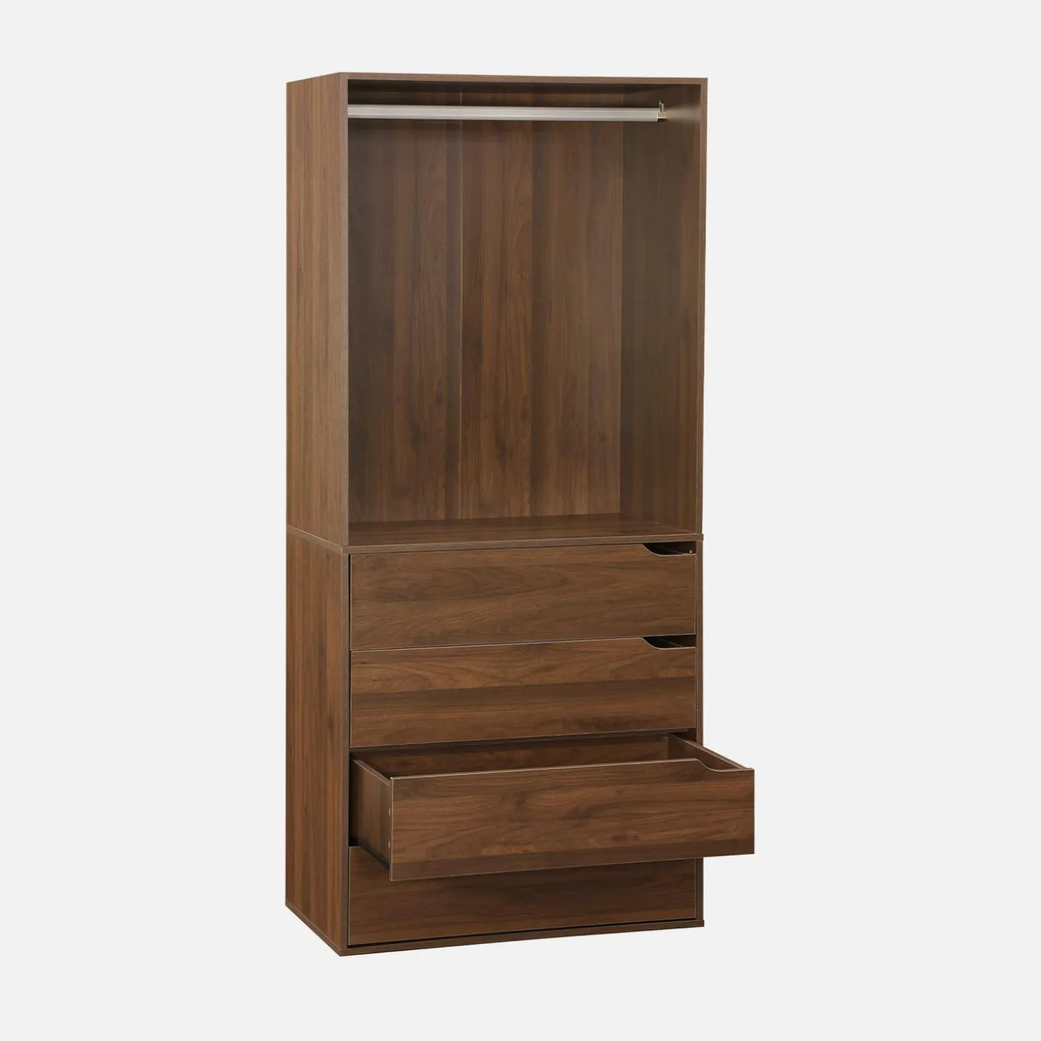 Kleiderschrankmodul Holzdekor 4 Schubladen 1 Kleiderschrank