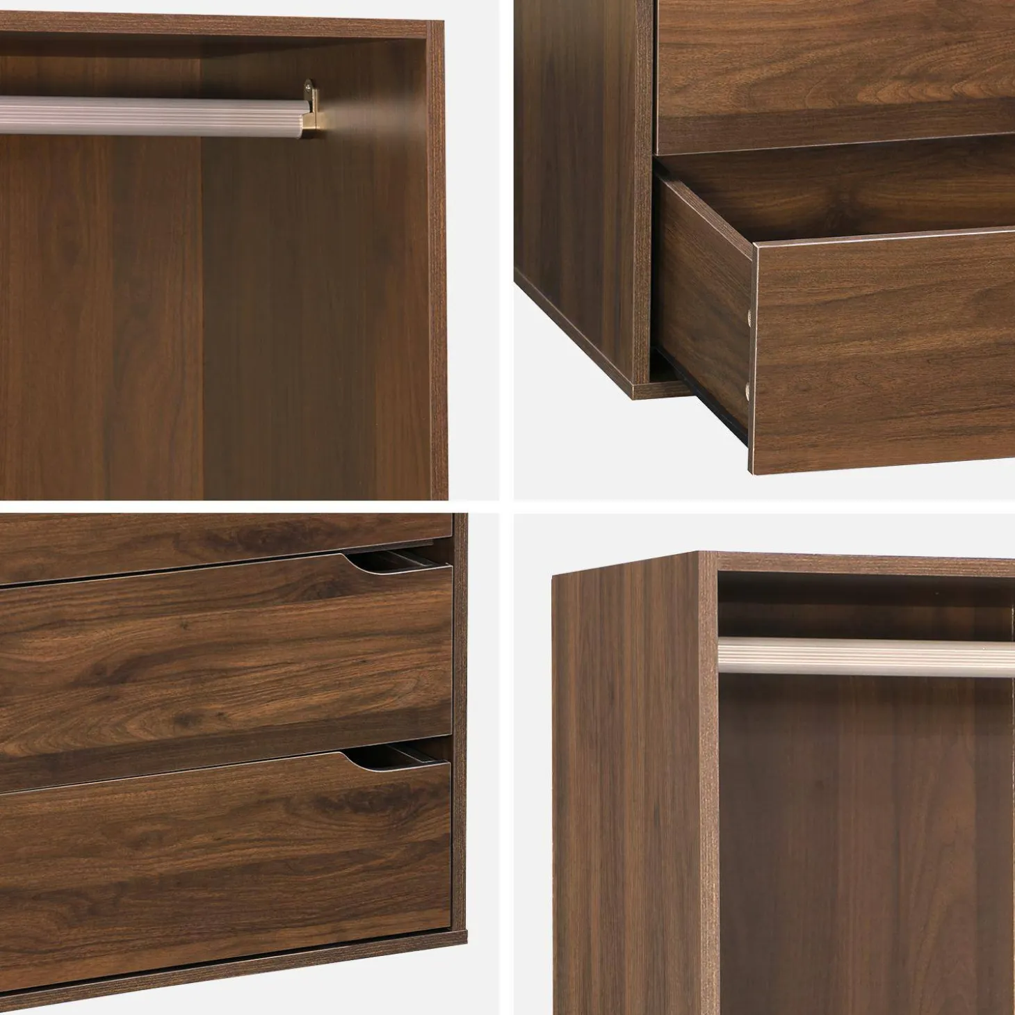 Kleiderschrankmodul Holzdekor 4 Schubladen 1 Kleiderschrank