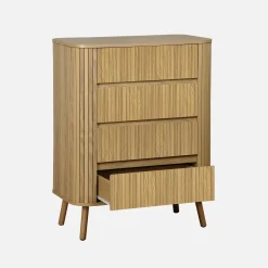 Kommode geriffeltes Holzdekor 4 Schubladen