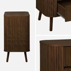 Kommode mit geriffeltem Holzkdekor 3 Schubladen
