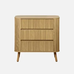 Kommode mit geriffeltem Holzkdekor 3 Schubladen