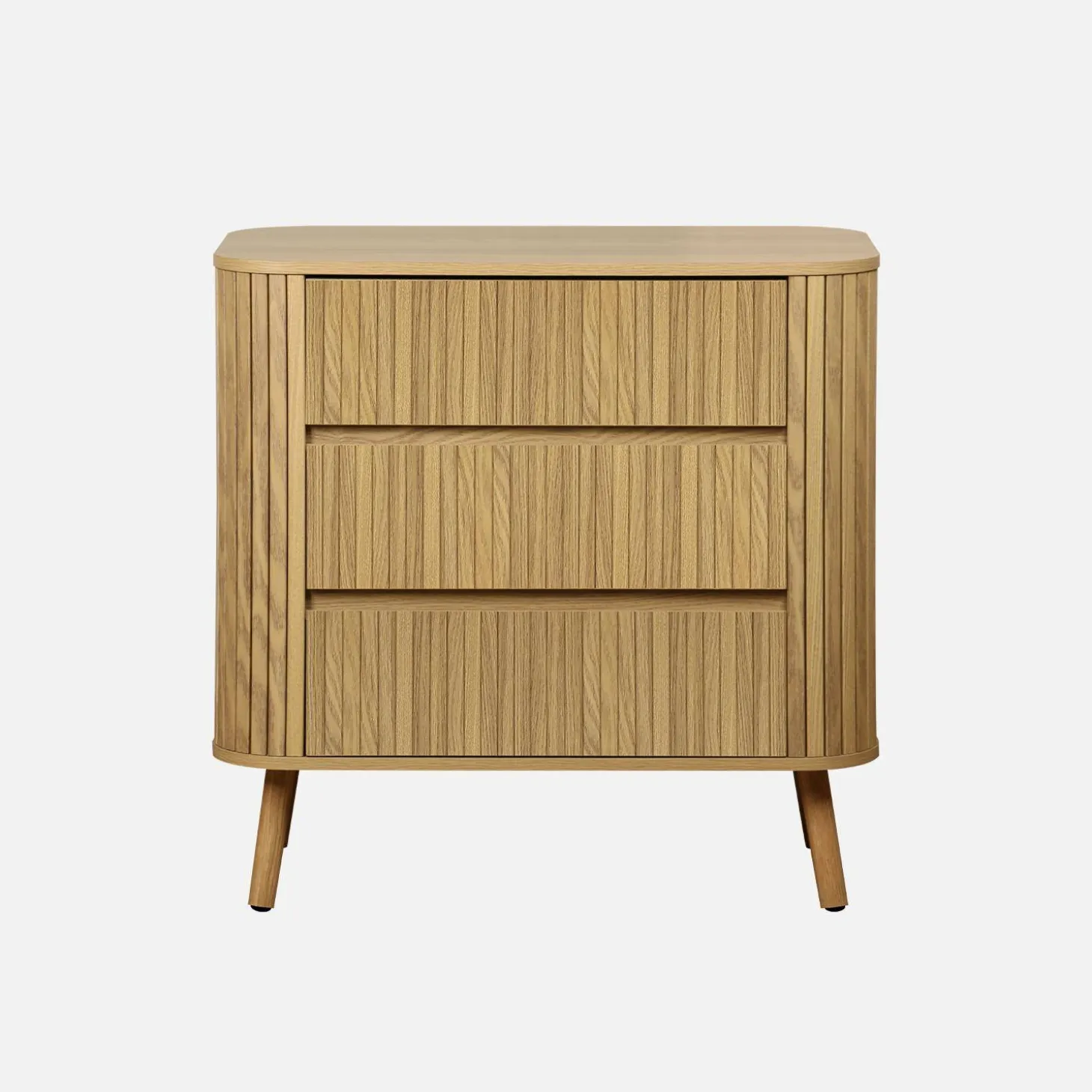 Kommode mit geriffeltem Holzkdekor 3 Schubladen