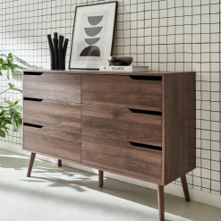 Kommode mit Holzdekor, 6 Schubladen