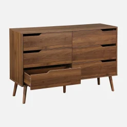 Kommode mit Holzdekor, 6 Schubladen