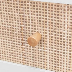 Kommode mit Holzeffekt und Rattan-Geflecht 3 Schubladen