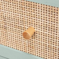 Kommode mit Holzeffekt und Rattan-Geflecht 3 Schubladen