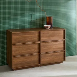 Kommode mit Holzlook und 6 Schubladen