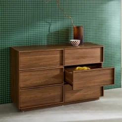 Kommode mit Holzlook und 6 Schubladen