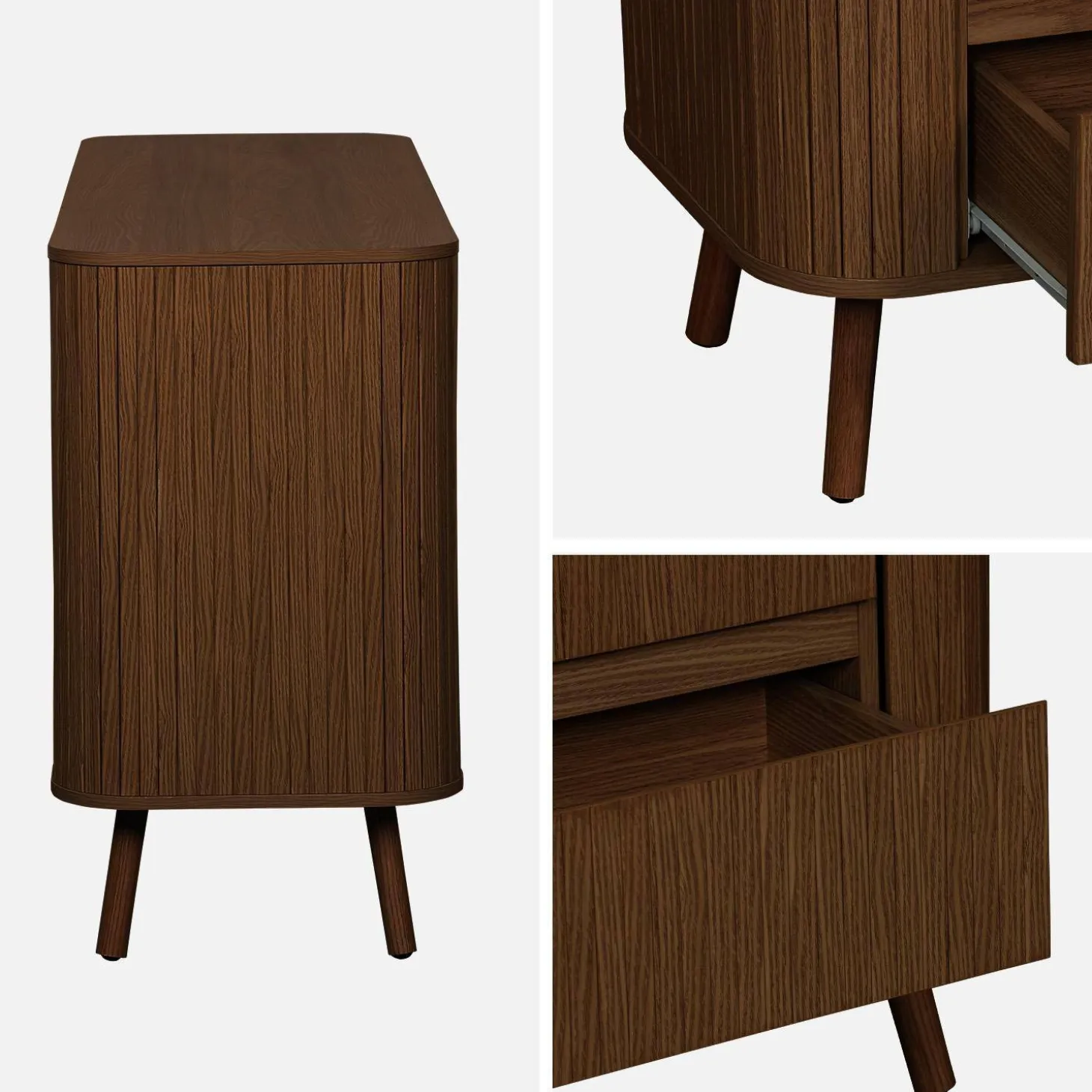Kommode mit 6 Schubladen, geriffelter Holzlook