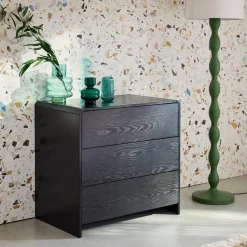 Kommode mit 3 Schubladen in abgerundeter Holzoptik