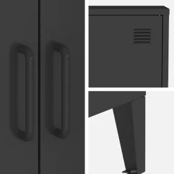 Kommode/Schrank im industriellen Stil aus Metall mit 2 Türen