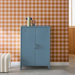 Kommode/Schrank im industriellen Stil aus Metall mit 2 Türen