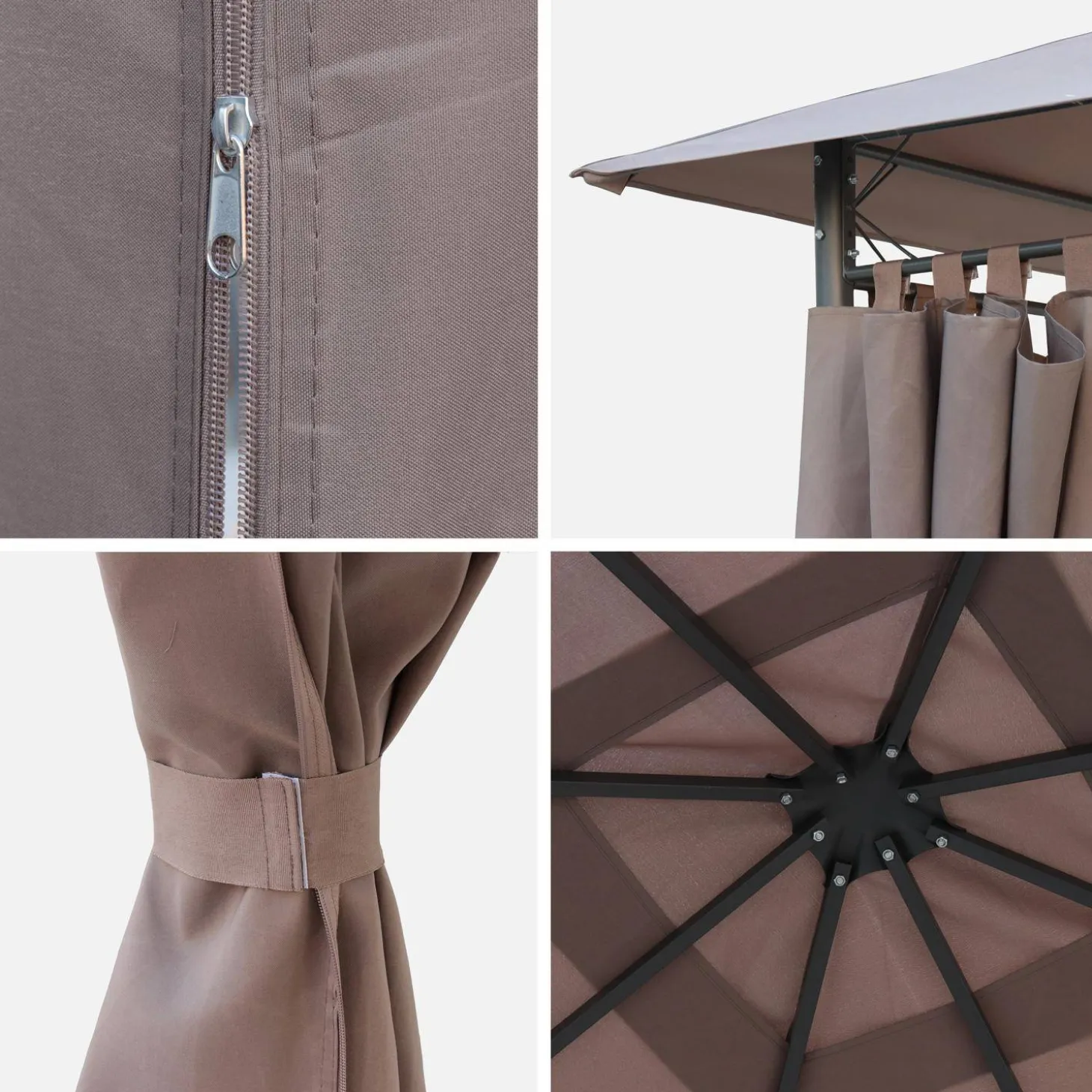 Komplett-Set Dachtuch und Vorhänge für Pergola 3x3m