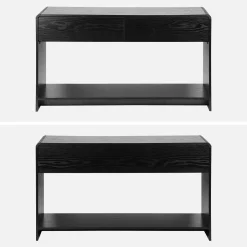 Konsole mit 2 Schubladen, 1 Regal, abgerundet Holzoptik