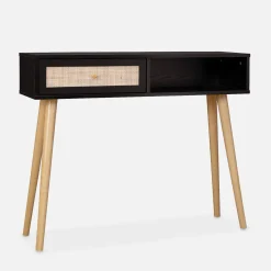 Konsolentisch mit Rattangeflecht 100x29x81cm