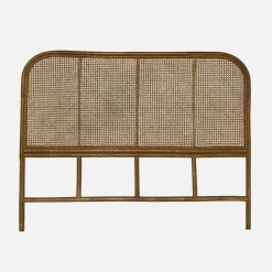 Kopfteil aus dunklem Rattan und Rattan-Geflecht