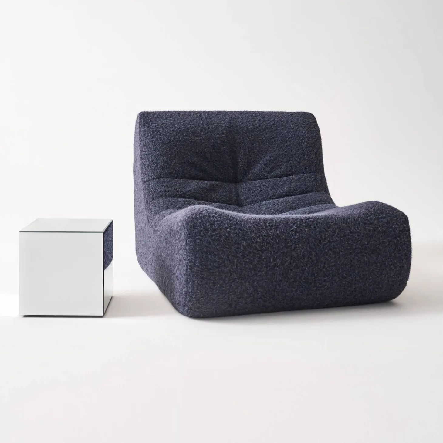 Kubischer Tisch mit Spiegelglas, Sofaende, Beistelltisch, 30 cm