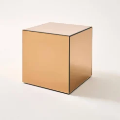 Kubischer Tisch mit Spiegelglas, Sofaende, Beistelltisch, 40 cm