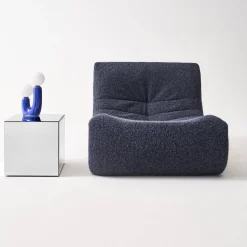 Kubischer Tisch mit Spiegelglas, Sofaende, Beistelltisch, 35 cm