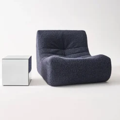 Kubischer Tisch mit Spiegelglas, Sofaende, Beistelltisch, 35 cm