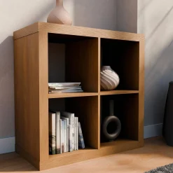 Kubisches Bücherregal Holz-Optik 2 Ebenen 4 Stauräume